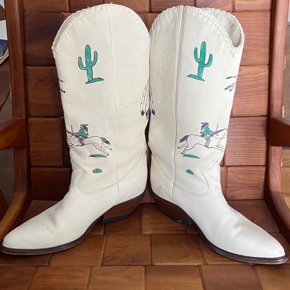 Zodiac Frontier Handmade Leather Vintage Western Cowgirl Boots Women's Size 8 - Picture 4 of 16